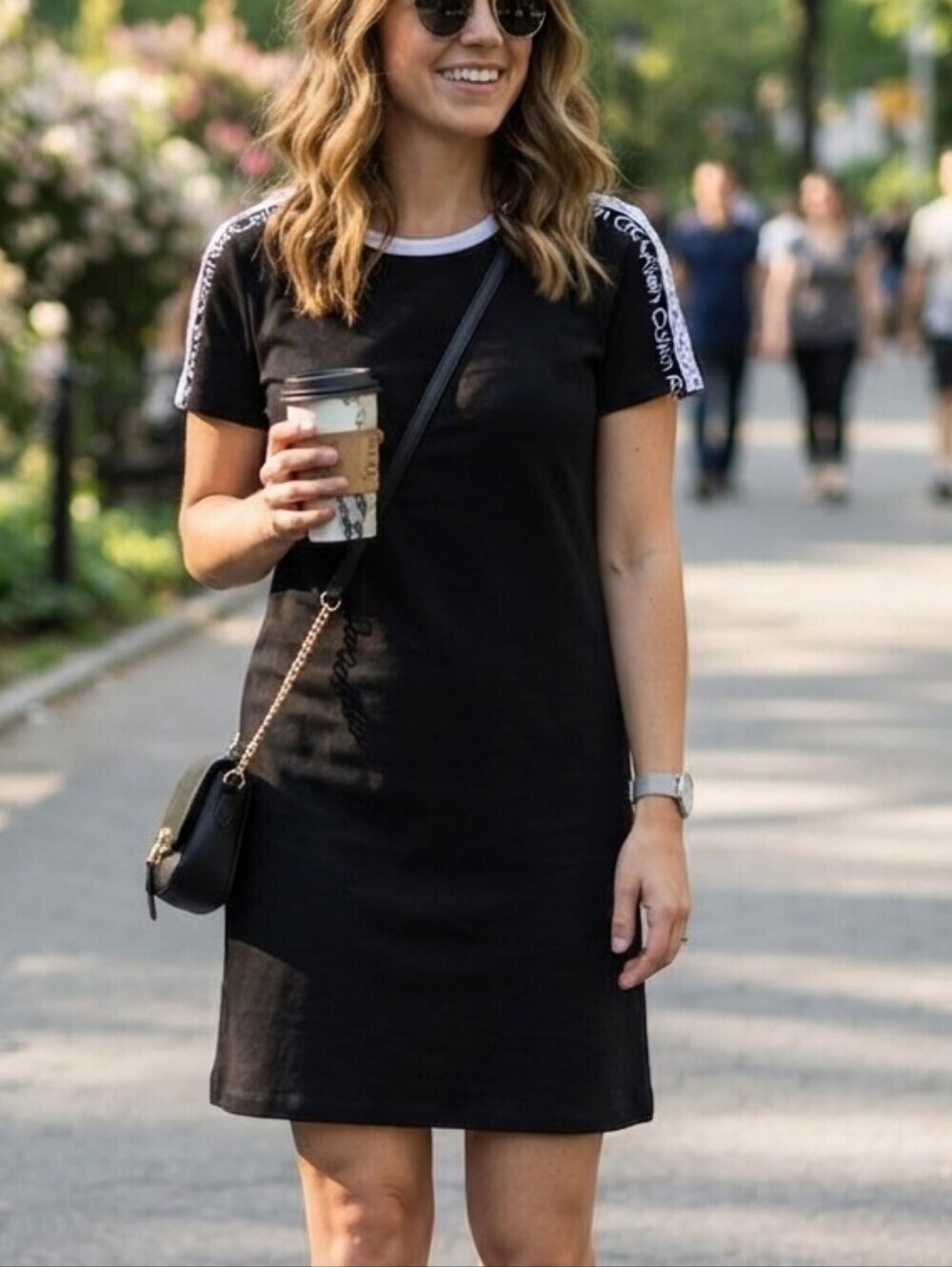 Calvin Klein Black Logo Tape T-Shirt Dress